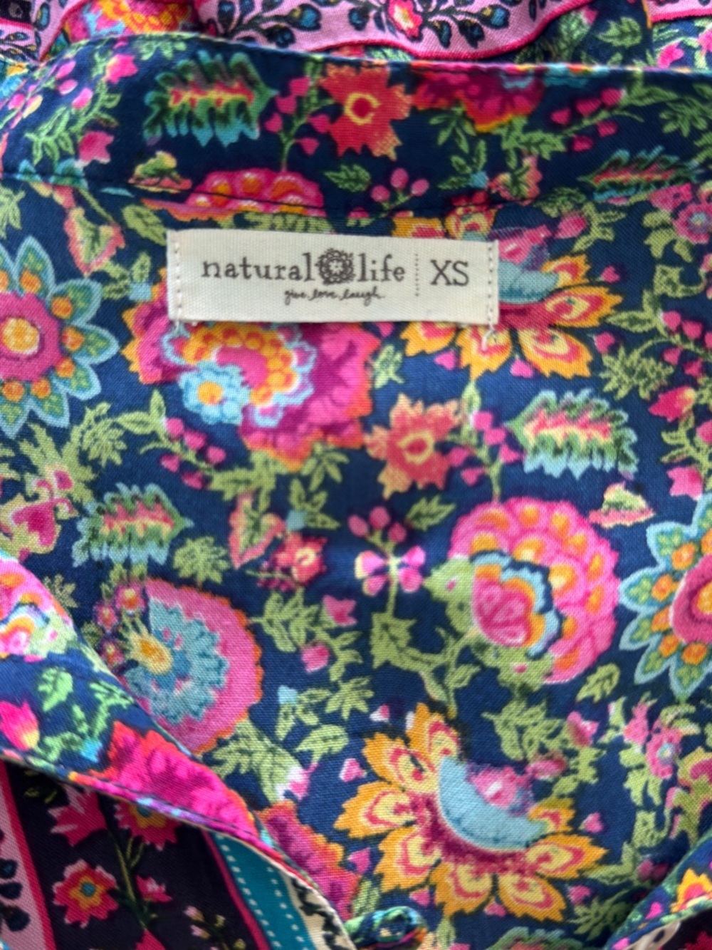 NATURAL LIFE Multicolor Floral Maxi Dress with Pink and Turquoise Accents - Picture 3 of 3